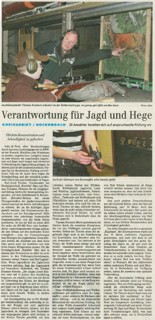 Bericht Siegener Zeitung vom 04.04.2016